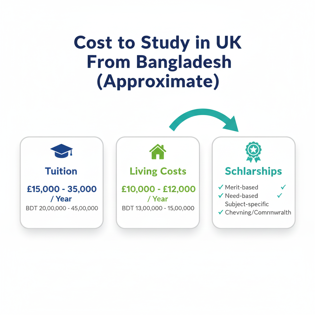 Cost to Study in UK From Bangladesh (Approximate)